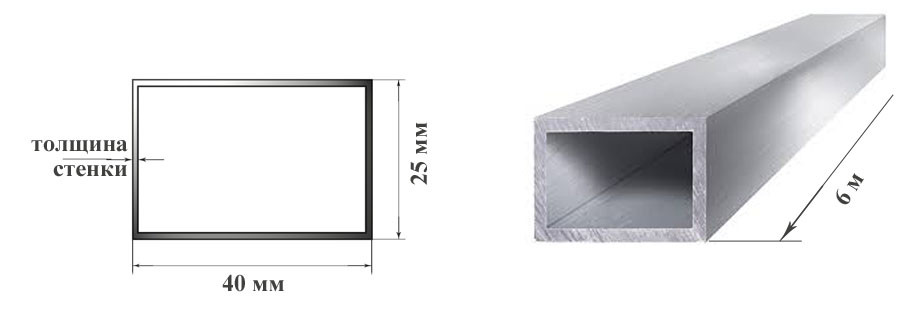 Труба алюмінієва 40х25 мм 6060 Т6 прямокутна профільна АД31Т 40х25х2; 40х25х3 мм