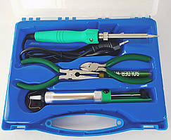 Набір для паяння ZD 921C паяльник, олововідсмоктувач, припій, кейс, кусачки, пасатижі, підставка