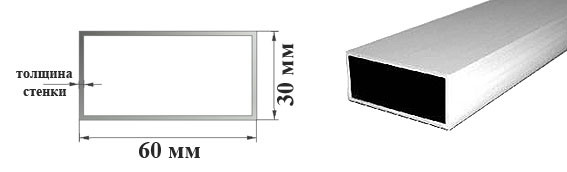 Алюмінієвий профіль 60х30 мм труба прямокутна 6060 Т6 (АД31Т) 60х30х2; 60х30х3 мм 60х30х3
