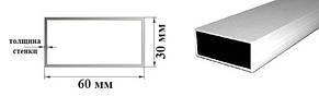 Алюмінієвий профіль 60х30 мм труба прямокутна 6060 Т6 (АД31Т) 60х30х2; 60х30х3 мм, фото 2