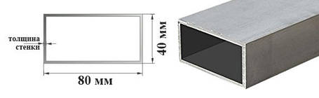 Алюмінієва труба профільна 80х40 мм 6060 Т6 прямокутна АД31Т 80х40х2; 80х40х2.5; 80х40х3; 80х40х4 мм. 80х40х3, фото 1