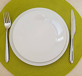 Тарілка обідня біла 205 мм (фарфор) 4402 12 шт.