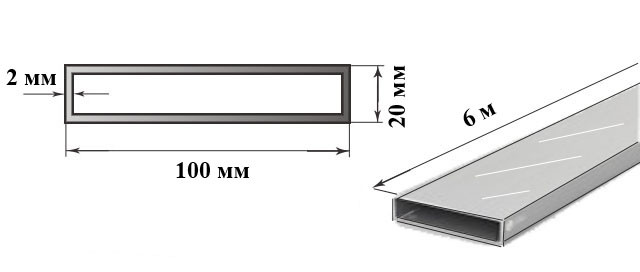 Труба алюмінієва прямокутна 100х20х2 мм 6060 Т6 профільна АД310 екструзія