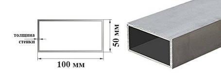 Алюмінієва труба 100х50 мм 6060 Т6 профільна 100х50х2; 100х50х3; 100х50х4; 100х50х5 мм 100х50х4, фото 1