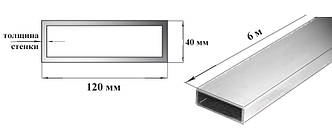 Алюмінієва труба 120х40 мм профільна, 6060 Т6 розміри 120х40х2; 120х40х4 мм АД31Т, фото 2