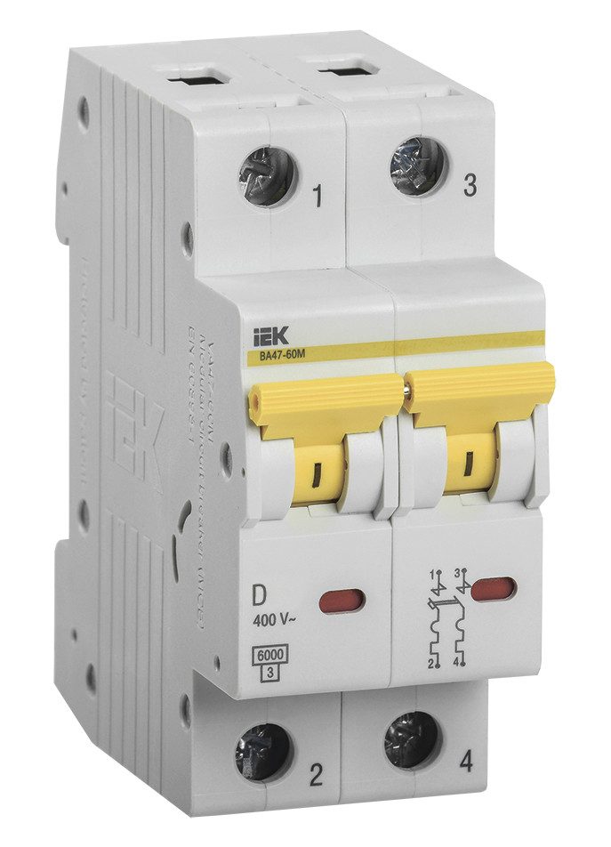 Вимикач автоматичний IEK ВА47-60 2Р D 40А 6кА
