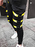 Чоловічі спортивні штани M043 чорно-жовті, фото 3