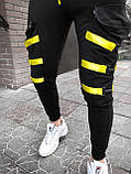Чоловічі спортивні штани M043 чорно-жовті, фото 2