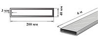 Труба алюминиевая прямоугольная 200х40х3 мм профильная 6060 Т6 (АД31Т), экструзия