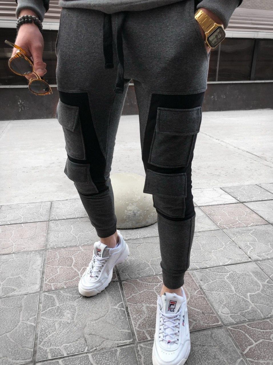 Чоловічі штани карго M045 сірі, фото 1