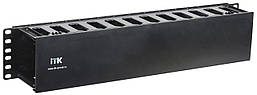 Пластиковий кабельний організатор ITK CO05-2PC з кришкою 19" 2U (чорний)