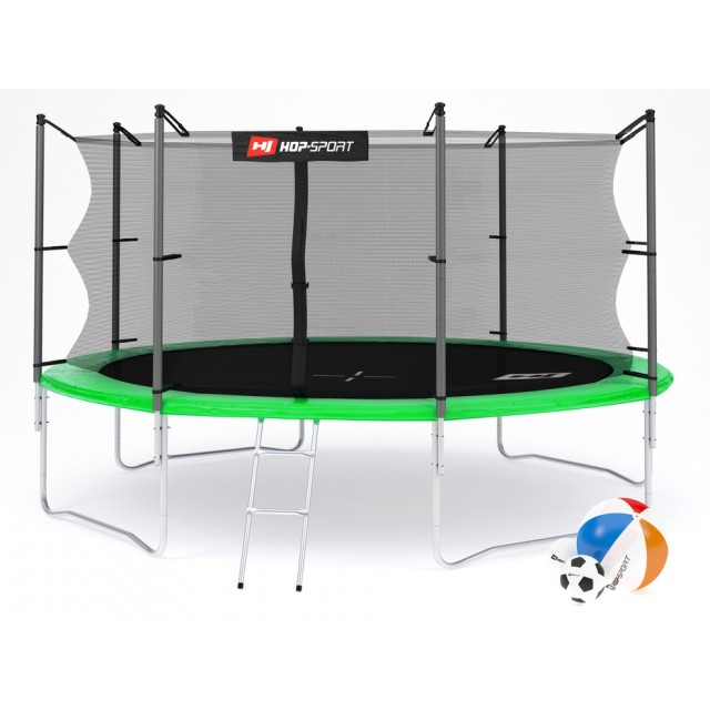 Батут з внутрішньої сіткою 427 см зелений Hop-Sport 14ft green 4 ноги (опори)