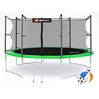 Батут з внутрішньої сіткою 427 см зелений Hop-Sport 14ft green 4 ноги (опори)