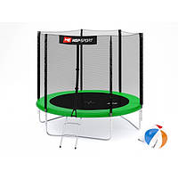 Батут для дома 244 см с внешней сеткой Hop-Sport 8ft зеленый + мячи в подарок!