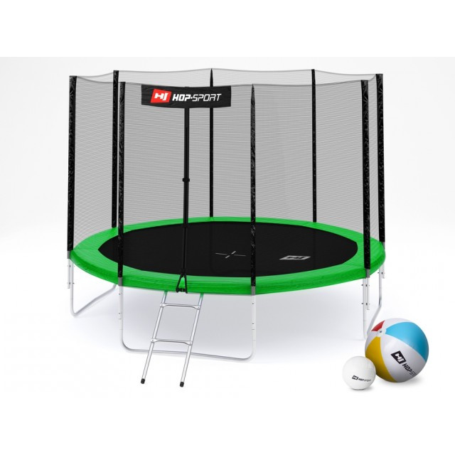 Батут с внешней сеткой зеленый для прыжков Hop-Sport 10ft 305 см green ...