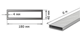 Алюмінієва труба прямокутна 180х40х4 мм 6060 Т6 профільна АД31Т, екструзія