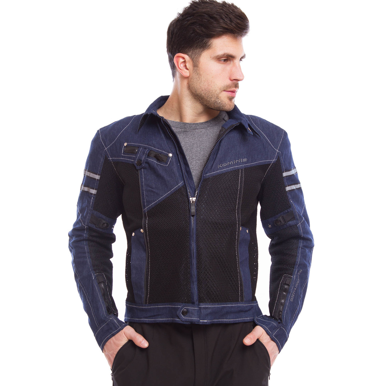 Мотокуртка джинсова із захистом KOMINE MS-1206 (бавовна, PL, PVC, M-3XL-44-54, темно-синій), фото 1