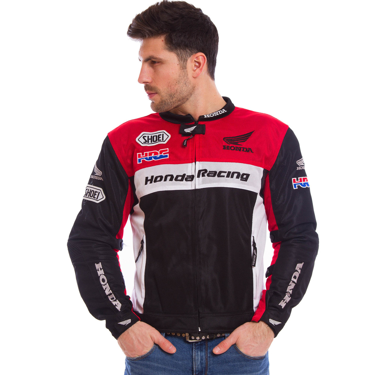 Мотокуртка текстильна із захистом HONDA MS-1212 (PL, PVC, M-3XL-44-54, чорний-червоний)