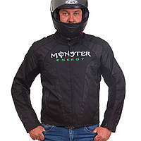 Мотокуртка текстильна із захистом і аеродинамічним горбом Monster MS-5528-G (PL, PVC, M-2XL-44-52, чорний)