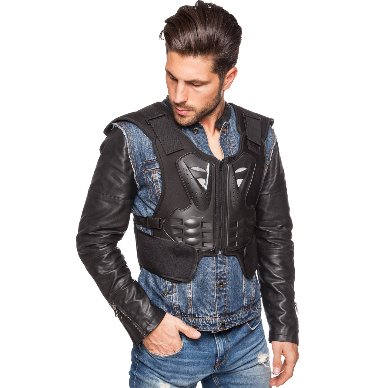 Жилет захисний для мотоцикліста FOX MS-5525 (PU, PL, пластик, р-р M-XL, чорний), фото 1