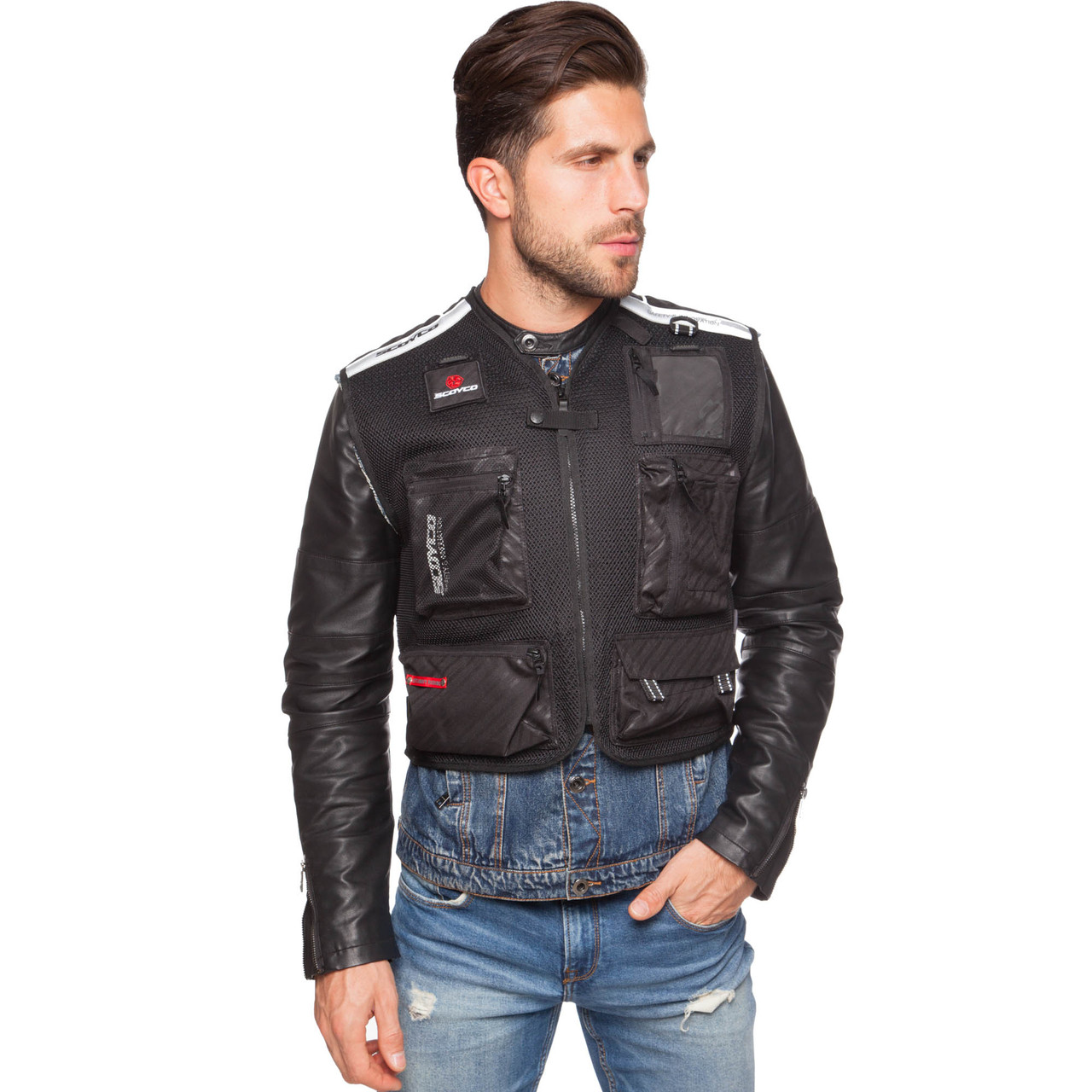 Мотожилет текстильний із захистом торсу COMET JK46 (PU, PL, пластик, р-р M-XL, чорний)