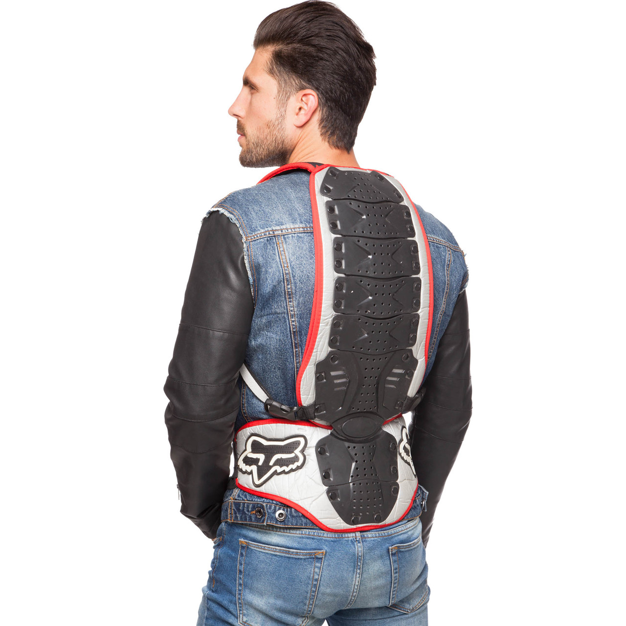 Мотозахист спини з поперековою опорою FOX MS-3258 (PL, пластик, PVC, р-р M-XL, чорний-червоний), фото 1