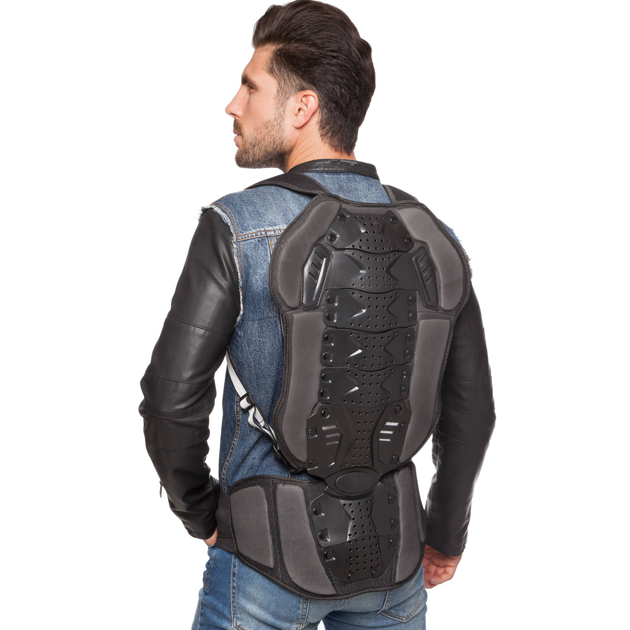 Мотозахист спини з поперековою опорою MS-4534 (PL, пластик, PVC, р-р M-XL, чорний), фото 1