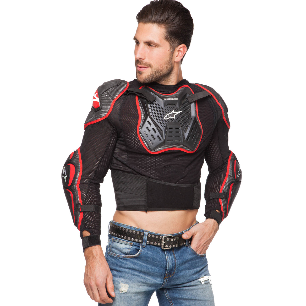 Моточерепаха мотозахист Alpinestars MS-5939 (PL, пластик, PVC, р-р M-XXL (RUS-46-54), чорний-червоний), фото 1