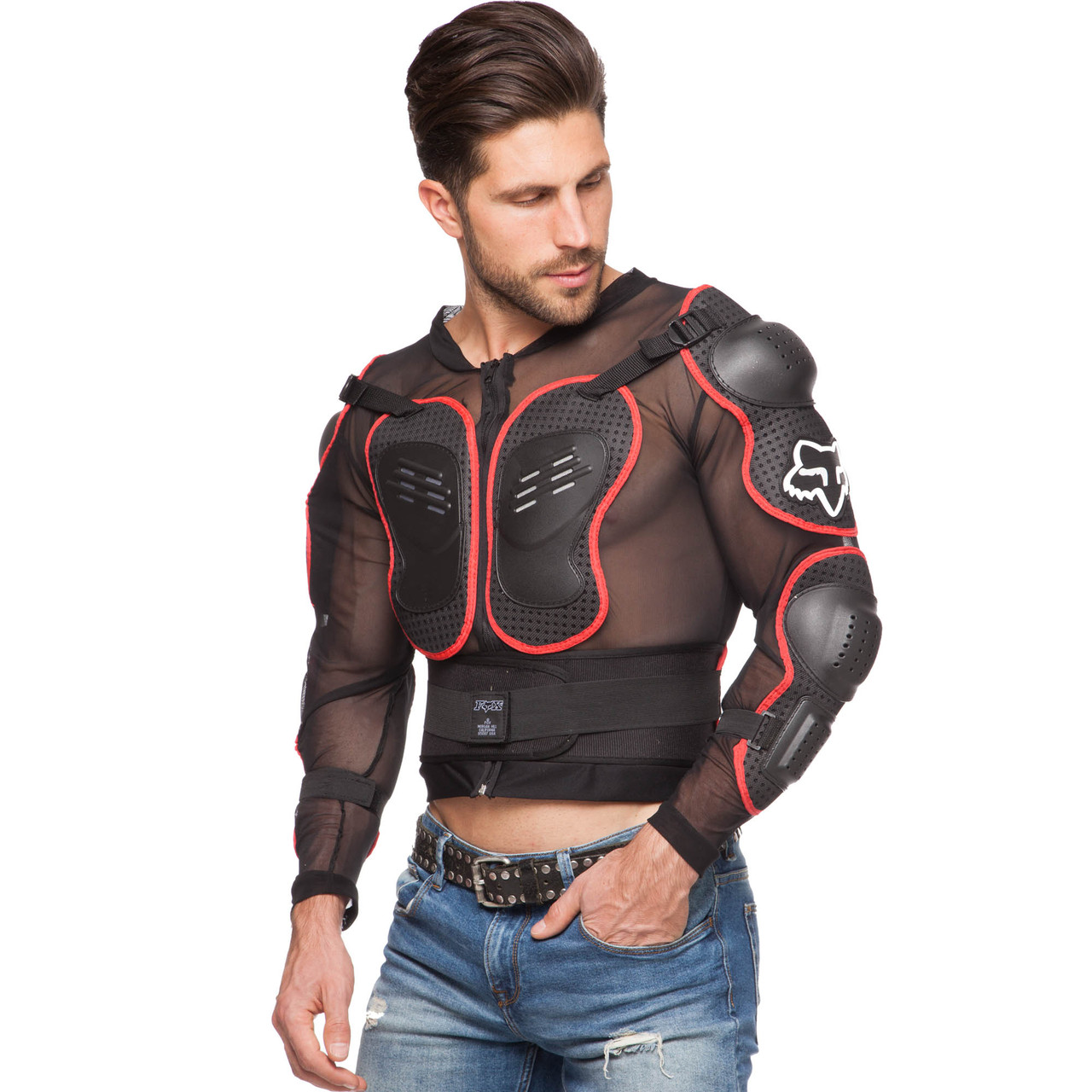 Моточерепаха мотозахист FOX MS-4826 (PL, пластик, сітчаста тканина, р-р L-XXXL (RUS-46-54), чорний-червоний), фото 1