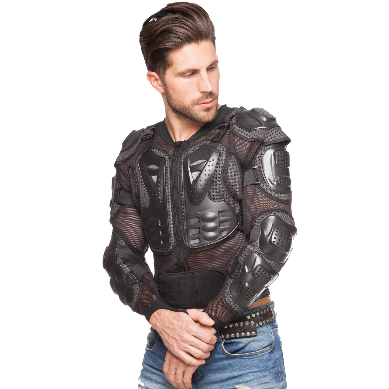 Моточерепаха мотозахист M-4549 (PL, пластик, сітчаста тканина, р-р M-3XL (RUS-44-54), чорний), фото 1