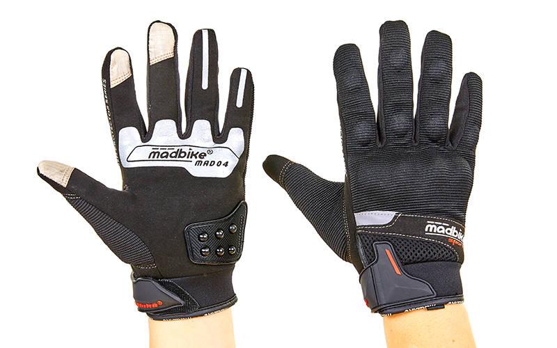 Мотоперчатки MADBIKE MAD-04-BK розмір L-XXL чорний-білий