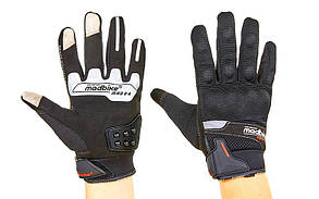 Мотоперчатки MADBIKE MAD-04-BK розмір L-XXL чорний-білий