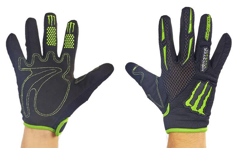Моторукавички MONSTER Energy MS-4637-BG розмір M-XL чорний-салатовий, фото 1