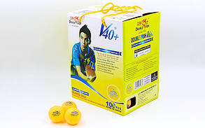 Набір м'ячів для настільного тенісу 100 штук у кольоровій картонній коробці DOUBLE FISH 510280 1star (d-40 мм, білий, жовтий)