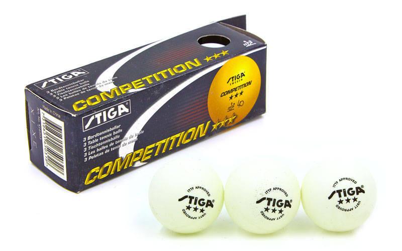 Набір м'ячів для настільного тенісу 3 штуки SGA 3 Star COMPETITION MT-5943 (d-40 мм, білий)