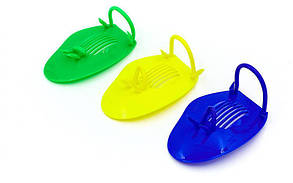 Лопатки для плавання гребні PL-6930 (пластик, гума, PVC чохол, сині, жовті, зелені)