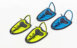 Лопатки для плавання гребні TP-200 (пластик, гума, р-р S, L, жовтий, синій, салатовий)