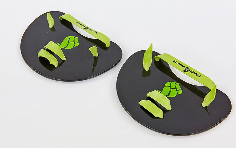 Лопатки для плавання гребні MadWave FINGER PADDLES M0745050 (поліпропілен, силікон, р-р15x15,5 см, чорний)