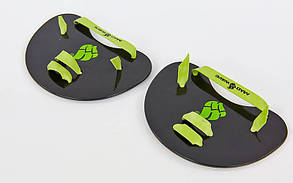 Лопатки для плавання гребні MadWave FINGER PADDLES M0745050 (поліпропілен, силікон, р-р15x15,5 см, чорний)