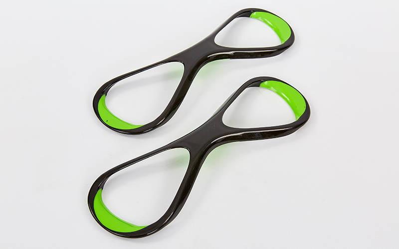 Лопатки-вісімки для плавання MadWave Stroke Trainer M077001 (поліпропілен, р-р S (10,5x28,5см), L (10,5x34,5 см), чорний-зелений)