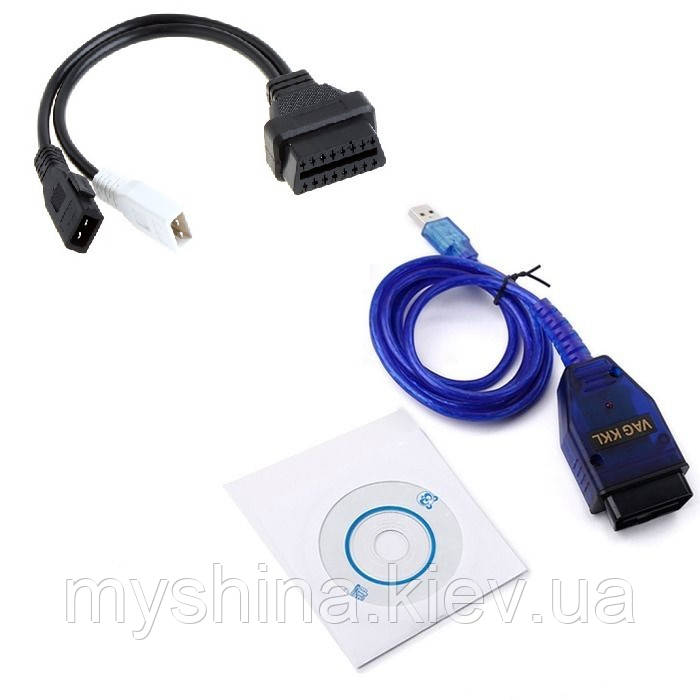 Автосканер KKL VAG 409 c перемикачем ліній K/L +перехідник VAG2x2 (OBD2 сканер Аudi Vw Seat Skoda Posche)