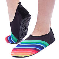 Взуття Skin Shoes дитяче для спорту та йоги Веселка PL-1814B розмір S-2XL-26-35 довжина стопи 16-21 см (неопрен, чорний)