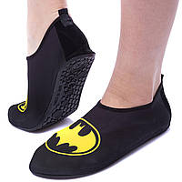 Обувь Skin Shoes для спорта и йоги BATMAN PL-1813 размер S-3XL-34-45 длина стопы 20-29см (неопрен, т.серый-желтый)