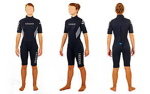 Гідрокостюм для серфінгу та водних лиж жіночий LEGEND PL-6406W (3 мм неопрен, розмір S-XL-155-173 см, вага 50-70 кг, чорний-сірий)
