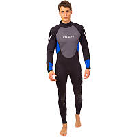 Гідрокостюм мокрого типу LEGEND PL-6504-1 (3 мм неопрен, розмір XS-XXL-173-191 см, вага 61-107 кг, чорний-синій-сірий)