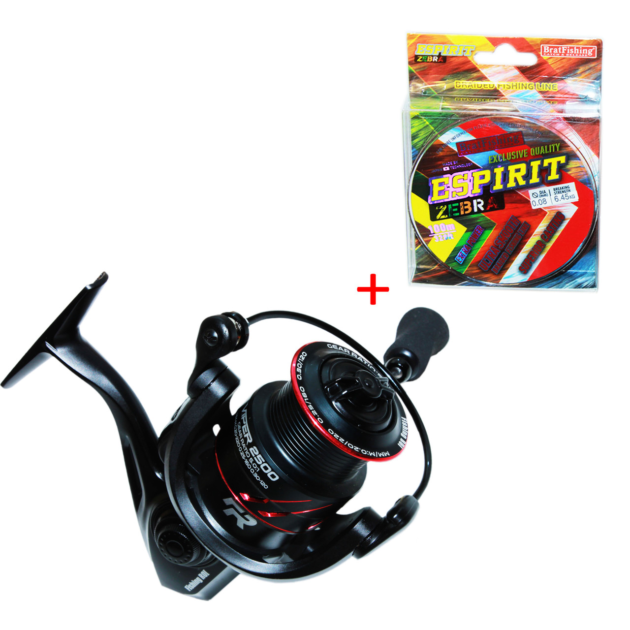 Котушка Fishing ROI Viper 2500 FD (5+1) + Шнур BratFishing Espirit Zebra на 8 ниток