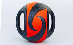 М'яч медичний медбол із двома ручками Record Medicine Ball FI-5111-8 8 кг (гума, d-27,5 см, чорний-червоний)