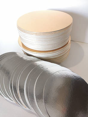 Підкладка для торта 28 см.Золото/срібло з металізованого мікрогофрокартону, фото 3