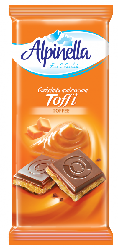 Шоколад Alpinella Альпінелла ніжний молочний з начинкою тоффі 100г Польща