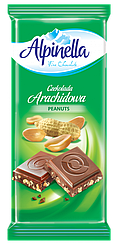 Польський шоколад Alpinella Альпінелла ніжний молочний з арахісом 90г Польща